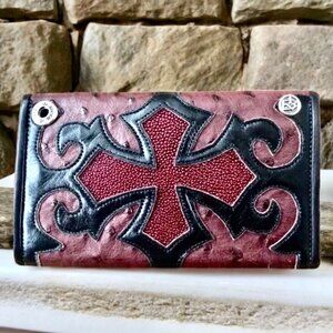 Travis Walker Vintage 90's Exotic Leathers Wallet Cross Design